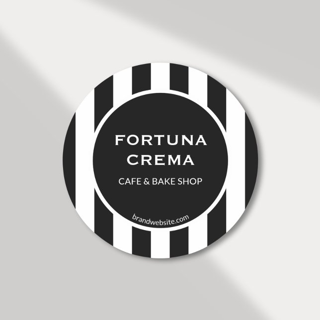 Sticker Rond Nom d'entreprise à rayures noires et blanches mode (Créateur téléchargé)