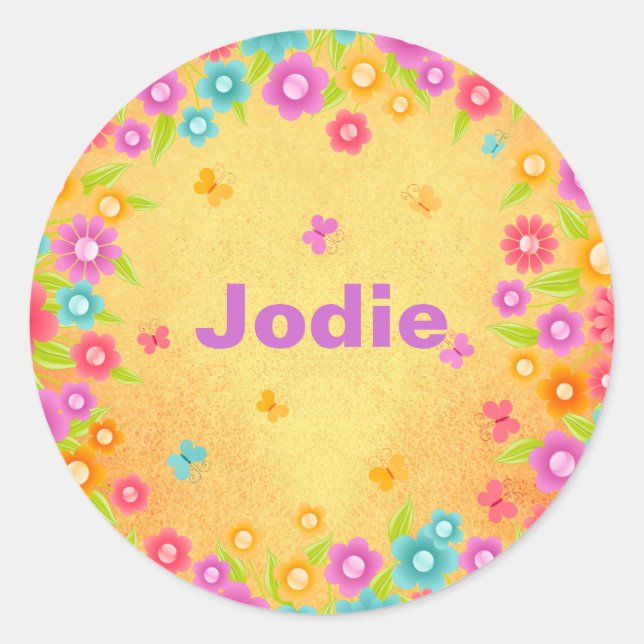 Sticker Rond Nom des papillons et des fleurs (Devant)