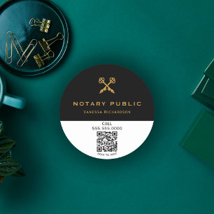 Sticker Rond Nom des stylos à clé professionnelle Black & Gold 