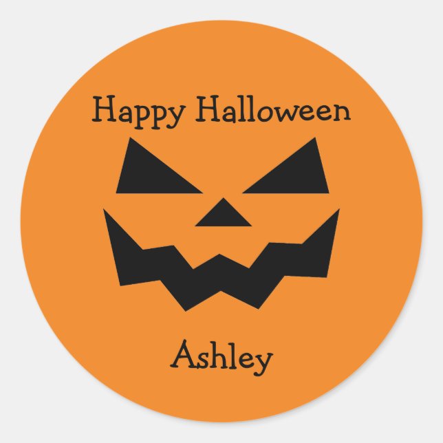 Sticker Rond Nom d'Halloween classique visage Jack-o-lanterne (Devant)