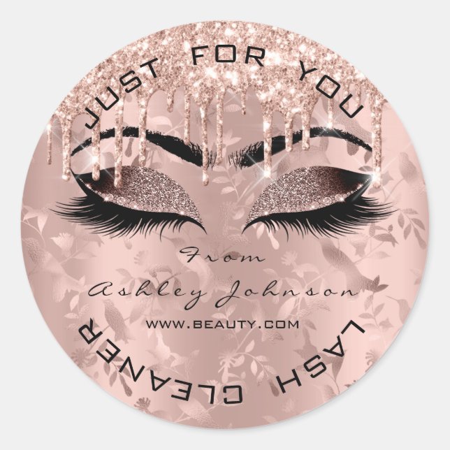 Sticker Rond Nom Drids Pink Gold Lashes Floral Birds (Devant)