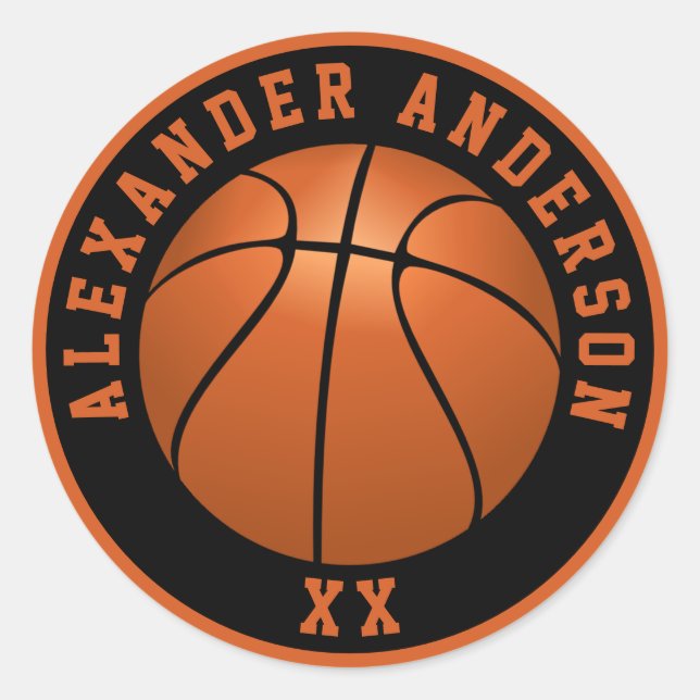 Sticker Rond Nom du basket-ball et Jersey Personnaliser (Devant)