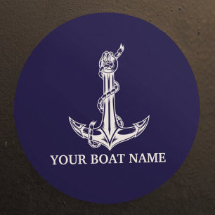 Sticker Rond Nom du bateau de la corde d'Ancre nautique vintage