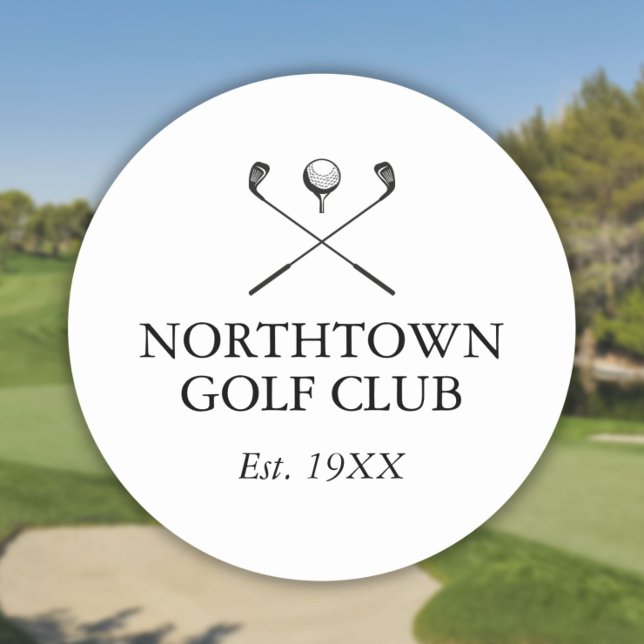 Sticker Rond Nom du Club de Golf Classique (Golf Club Name Classic Classic Round Sticker)