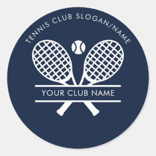Sticker Rond Nom du Country Club Équipe de Tennis Bleu Marine P