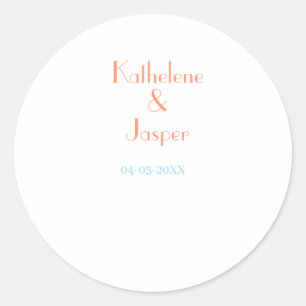 STICKER ROND NOM DU COUPLE PECHE VERT DATE MARIAGE ROMANTIQUE É