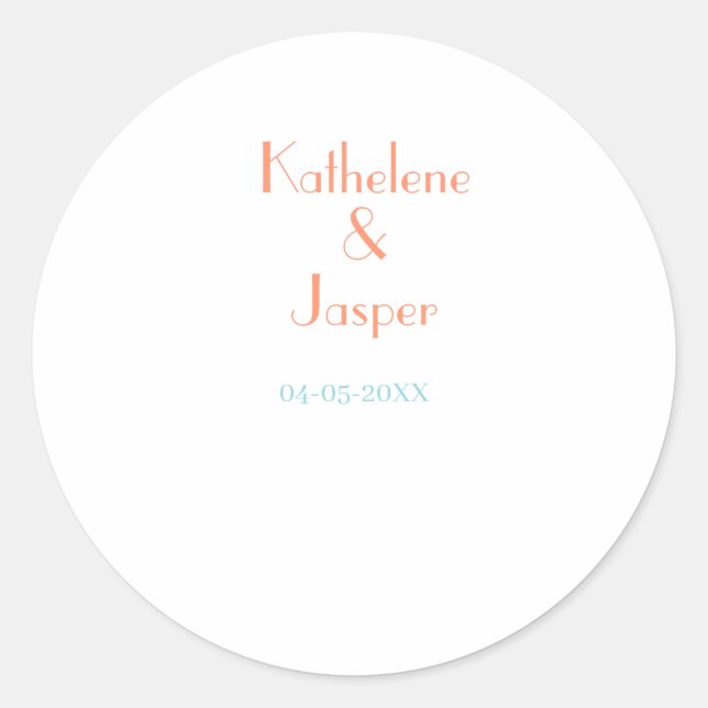 STICKER ROND NOM DU COUPLE PECHE VERT DATE MARIAGE ROMANTIQUE É (Devant)
