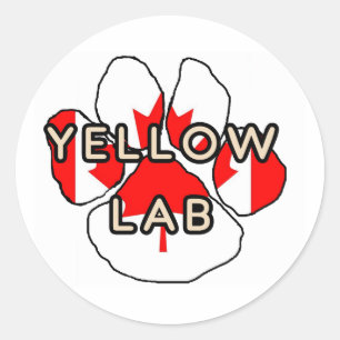 Sticker Rond Nom du laboratoire jaune Paw Labrador Retriever