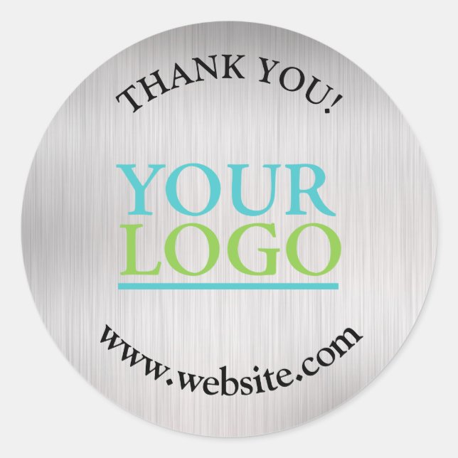 Sticker Rond Nom du logo et site Web Brossé Texte noir argent (Devant)