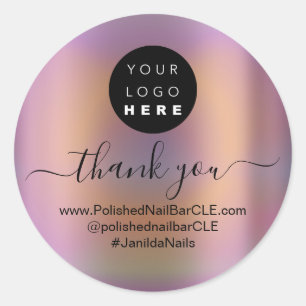Sticker Rond Nom du logo Merci Business Ombre Purple Eggplant