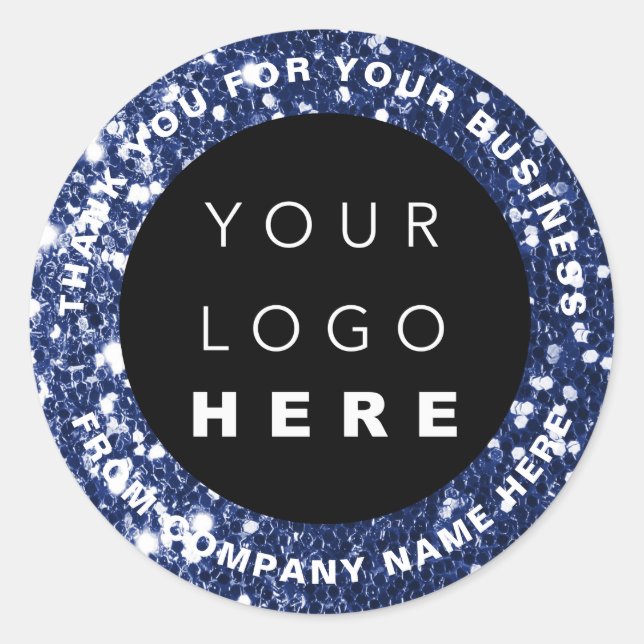 Sticker Rond Nom du logo Merci Web Blue Navy Parties scintillan (Devant)