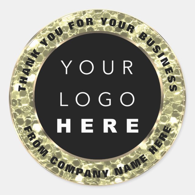 Sticker Rond Nom du logo Merci Web Gold Faux Mint Green (Devant)