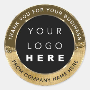 Sticker Rond Nom du logo Merci Web Gold Faux Sepia