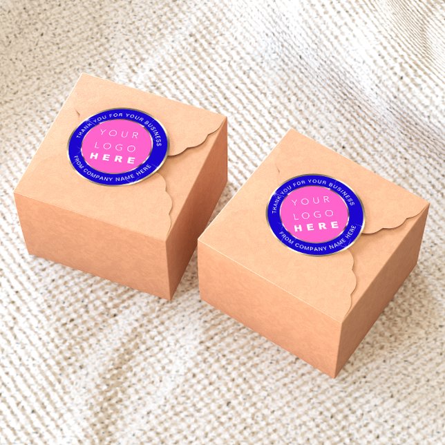 Sticker Rond Nom du logo Merci Web Gold Rose Royal Blue (Créateur téléchargé)