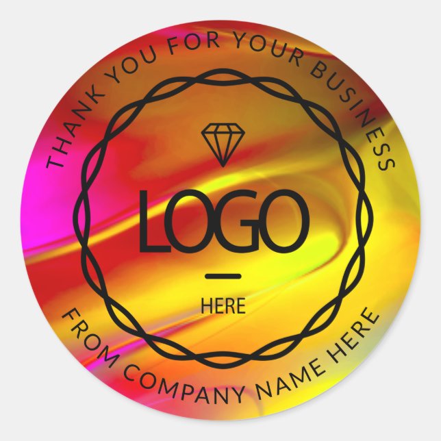 Sticker Rond Nom du logo Merci Web rose rouge or (Devant)