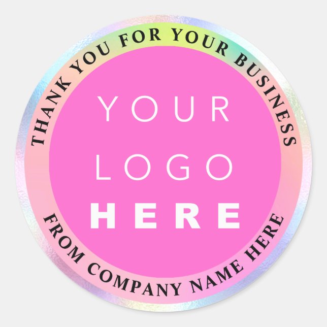 Sticker Rond Nom du logo personnalisé Holographe Clas de Merci  (Devant)