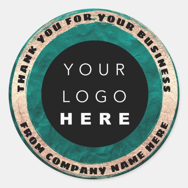 Sticker Rond Nom du logo personnalisé Sceau or Turquoise logo S (Devant)