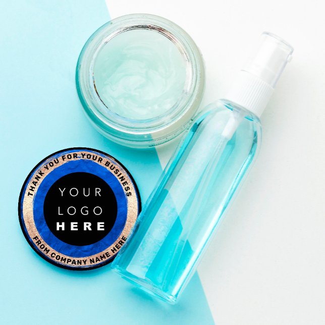 Sticker Rond Nom du logo personnalisé Web Seal Gold Royal Blue (Créateur téléchargé)