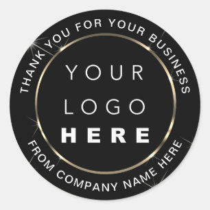Sticker Rond Nom du logo Web ThankYou Shop Gold Frame Black Whi
