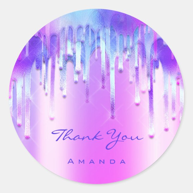 Sticker Rond Nom du Merci 16e perches 3D holographiques nuptial (Devant)