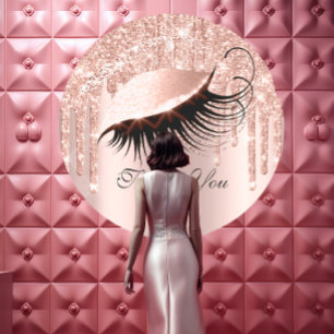 Sticker Rond Nom du Merci 16e Rose nuptiale Parties scintillant