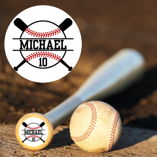 Sticker Rond Nom du noeud de baseball de softball personnalisé (Créateur téléchargé)