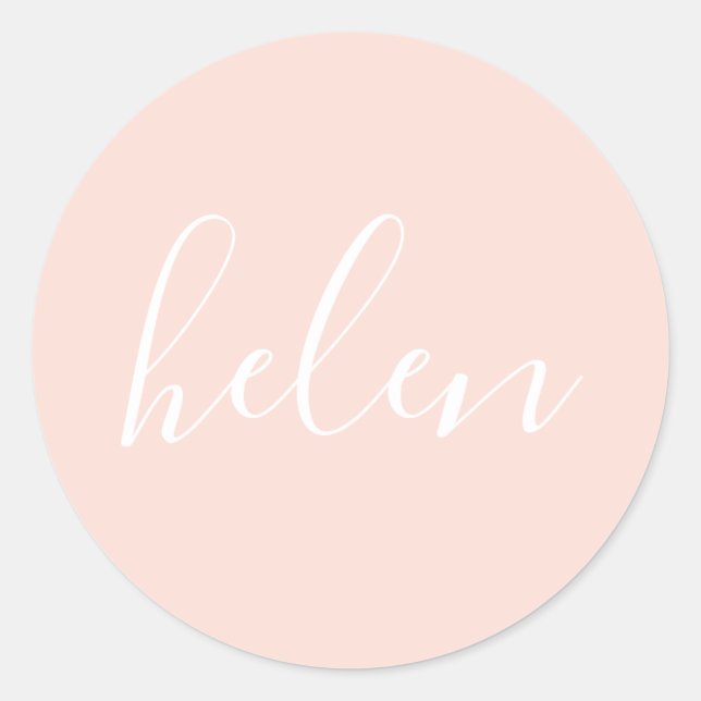 Sticker Rond Nom du script Personnalisé Pastel Peach Élégant (Devant)