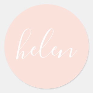 Sticker Rond Nom du script Personnalisé Pastel Peach Élégant