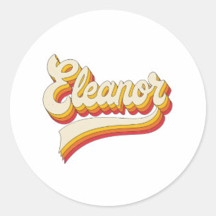 Sticker Rond Nom Eleanor Rétro Design Vintage Années 70