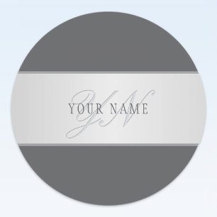 Sticker Rond Nom élégant et lettrage de monogramme (ou autre te