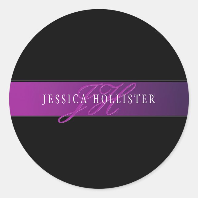 Sticker Rond Nom élégant et montant initial/s (Devant)