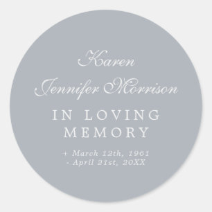 Sticker Rond Nom Élégant Gris En Script Dans Mémoire Amoureuse