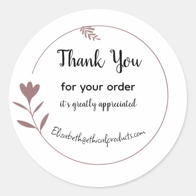 Sticker Rond Nom et message modifiables simple cercle de fleurs (Devant)