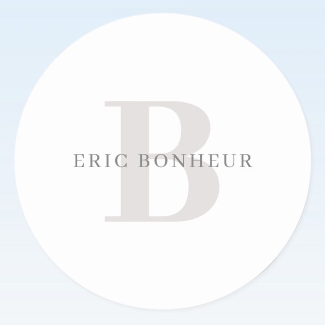 Sticker Rond Nom et monogramme modernes élégants (Créateur téléchargé)