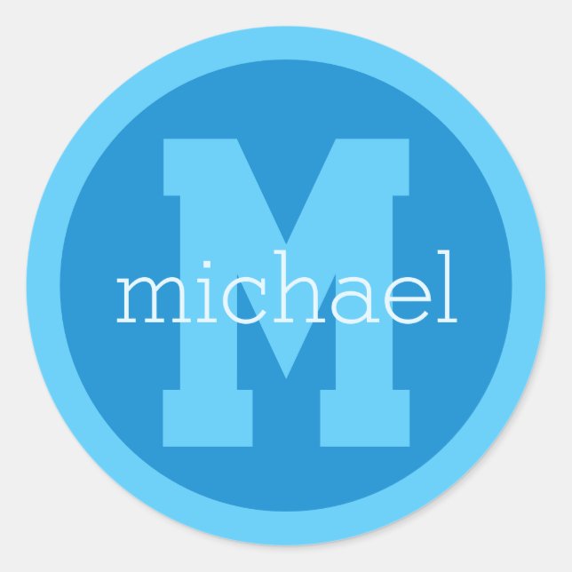 Sticker Rond Nom et monogramme personnalisés (Devant)