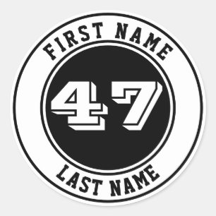 Sticker Rond Nom et numéro personnalisés Baseball Bat Knob