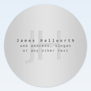 Sticker Rond Nom et slogan éditable moderne   Dégradé gris 