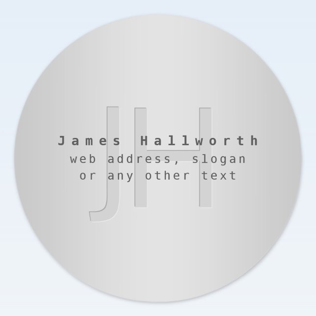 Sticker Rond Nom et slogan éditable moderne | Dégradé gris  (Créateur téléchargé)