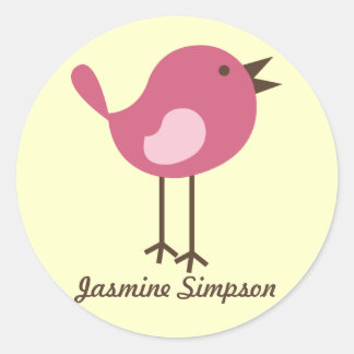 Sticker Rond Nom Étiquettes/Stickers Oiseau rose - Design