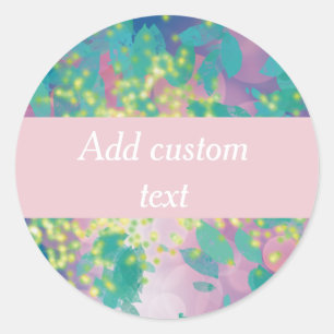 Sticker Rond nom floral aquarelle rose pastel