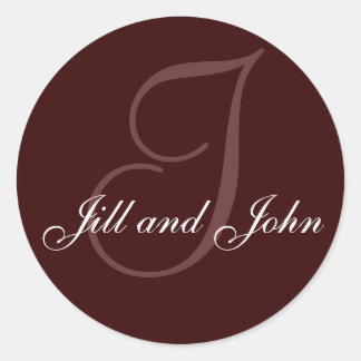 Sticker Rond Nom Initial I plus Prénoms Sceau Brown