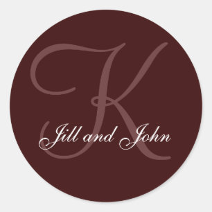 Sticker Rond Nom Initial K plus Prénoms Choclate Seal