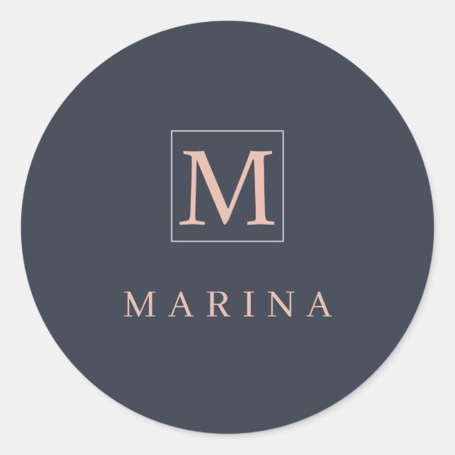 Sticker Rond Nom initial personnalisé du charbon de bois (Devant)