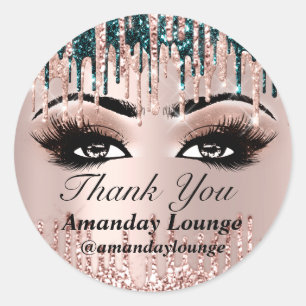 Sticker Rond Nom Lashes d'extension Lashes Mink Merci Rose