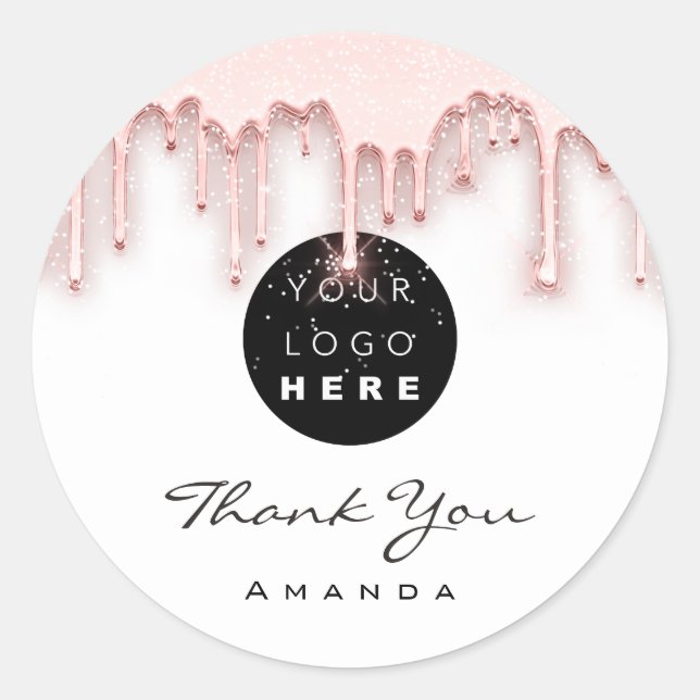 Sticker Rond Nom Merci Maquillage Artiste Rose blanche. Logo (Devant)