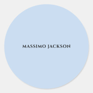 Sticker Rond Nom minimaliste moderne bleu pâle professionnel