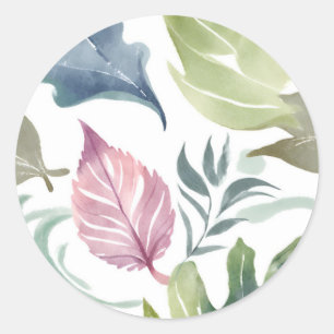 Sticker Rond Nom minimaliste moderne clair Floral