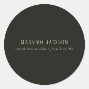 Sticker Rond Nom minimaliste personnalisé gris pastel personnal