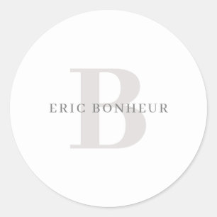 Sticker Rond Nom moderne élégant et monogramme