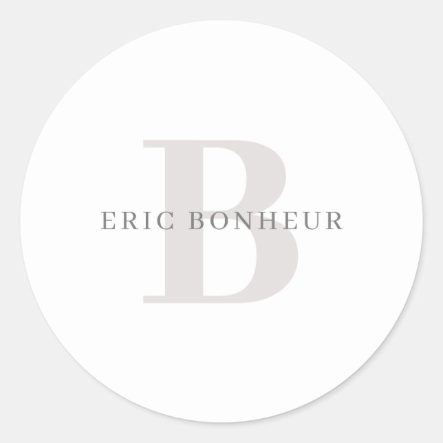 Sticker Rond Nom moderne élégant et monogramme (Devant)